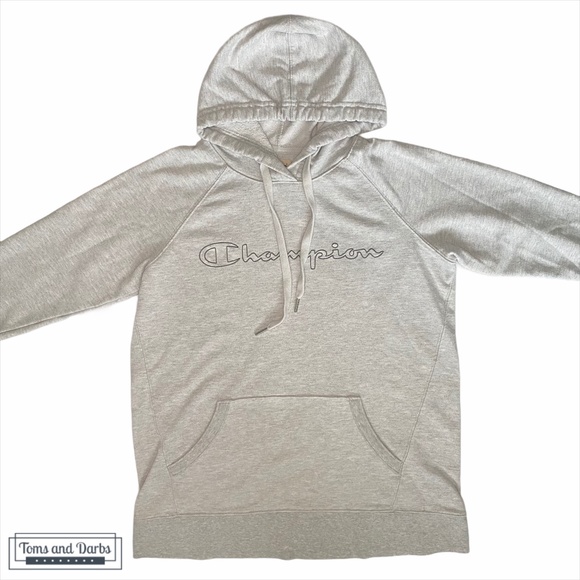 Champion Women's Scripted Hoodie in Heather Grey - Picture 1 of 10